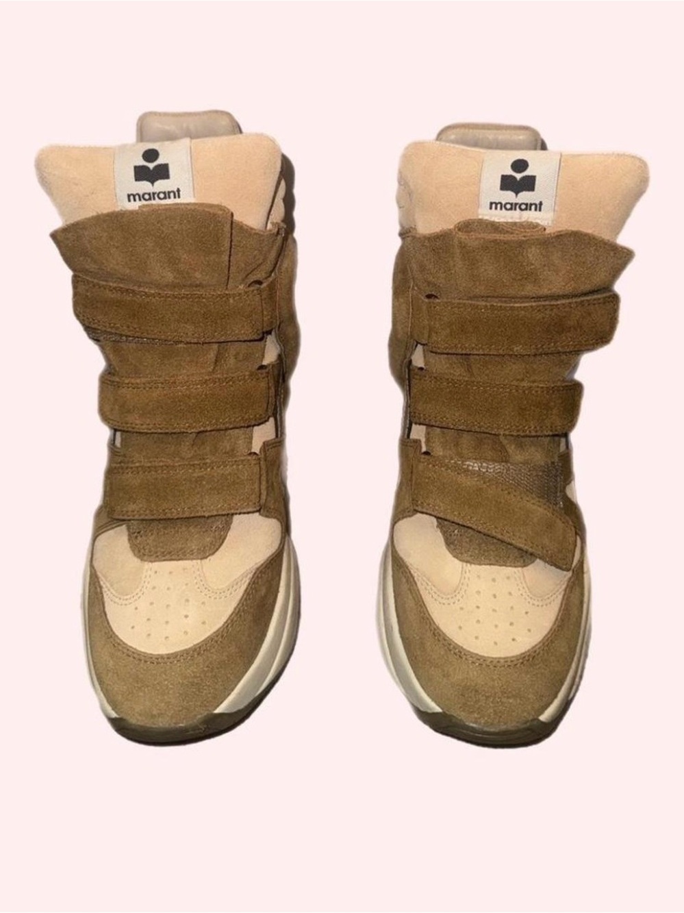 Isabel Marant Authentic Women’s High-Top Suede Wedge Sneakers in Beige - Picture 3 of 3
